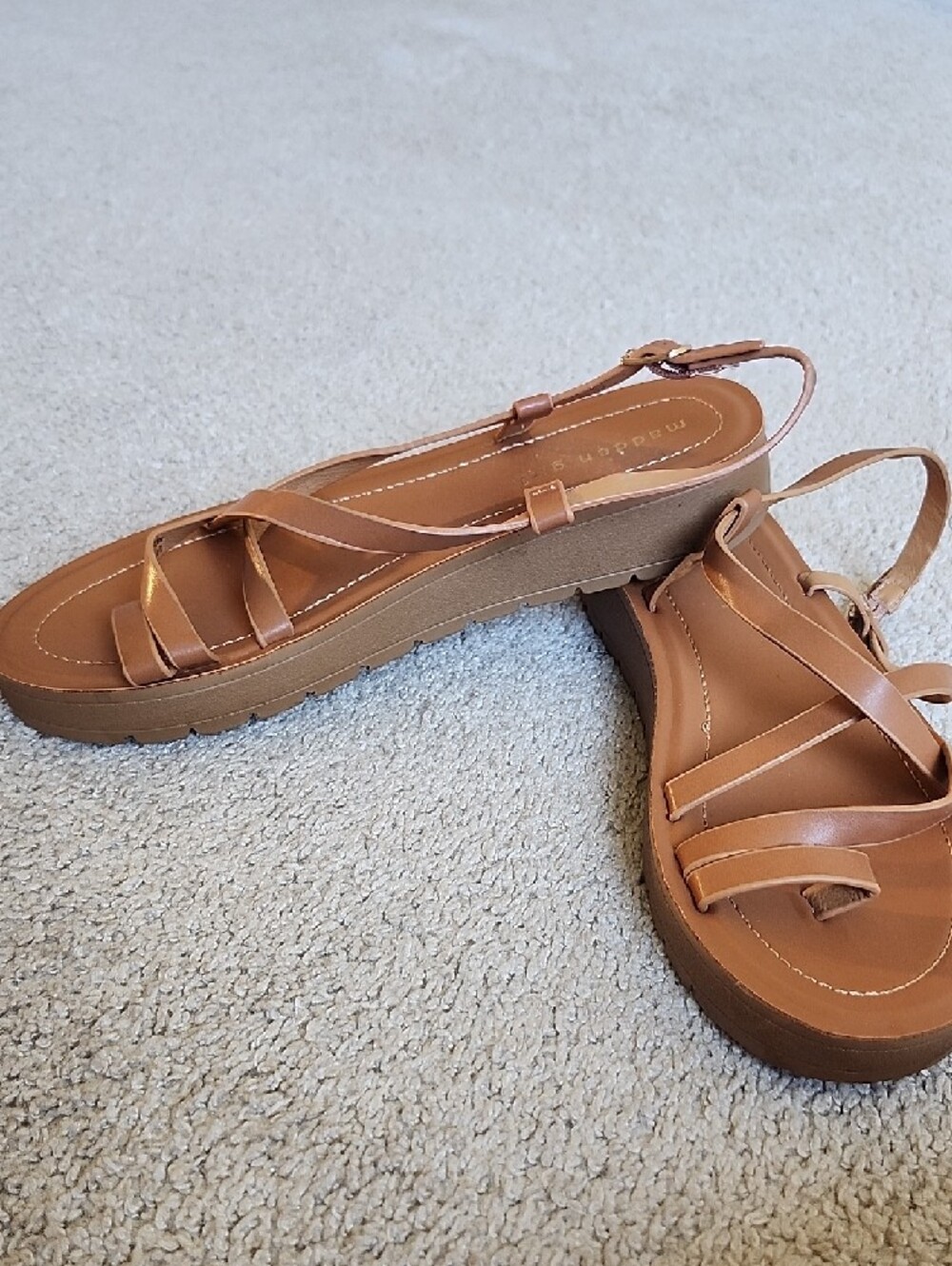 Madden Girl Women’s Brown Strappy Slingback Sandals - Picture 3 of 7